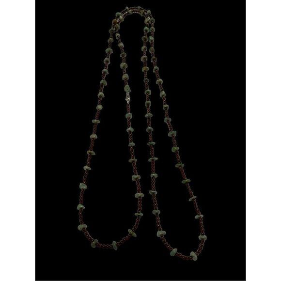 Green Turquoise and Garnet Necklace - Picture 7 of 15
